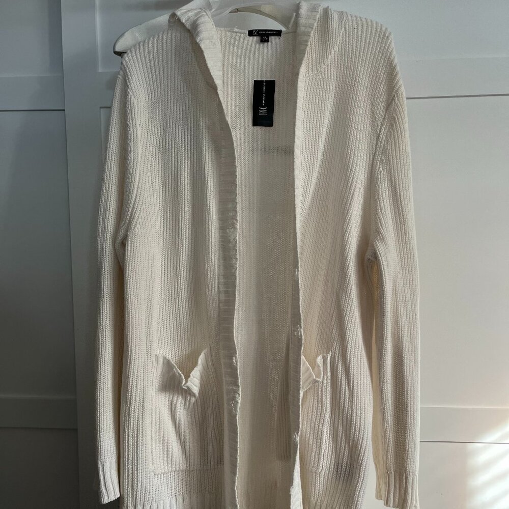 BNWT INC International Concepts snowfall white fashion with hood (XXL) POCKETS